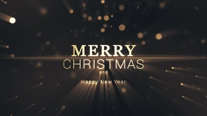 Wall Mural - 4k animation. merry christmas and happy new year greetings video card with shining golden bokeh part