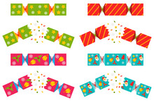 Christmas Cracker Vector Set Isolated On A White Background.