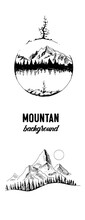 Vector Background Pictures Of Mountains, Forest And Lake. For Design Decoration