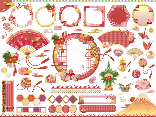 雅な和の素材イラストセット お正月 謹賀新年 年賀 ベクター Stock Vector Adobe Stock 雅な和の素材イラストセット お正月 謹賀新年 年賀 ベクター Stock Vector Adobe Stock
