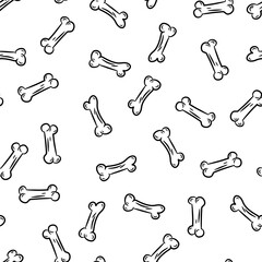 Wall Mural - Seamless pattern with  bones. Hand drawn vector illustration on white background.