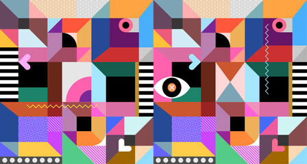 abstract design with many different colorful geometric shapes. vector abstract background.