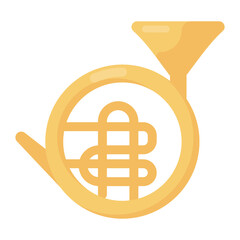 Poster - 
French horn icon in modem style, musical instrument 
