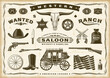 Vintage Old Western Set. Editable EPS10 vector illustration in retro woodcut style with transparency.
