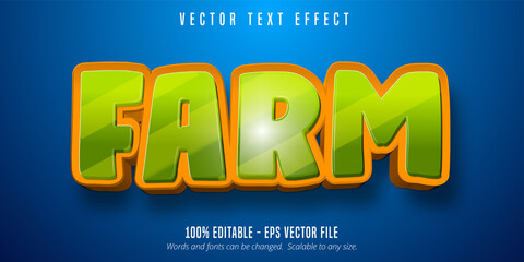 Wall Mural - Farm text, cartoon style editable text effect