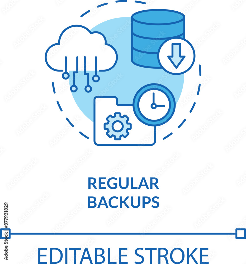 Backup Process Sticker Regular backups concept icon. Online backup service idea thin line ...