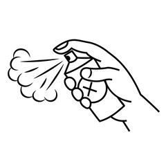 Wall Mural - hand holding mosquito spray line icon. clipart image isolated on white background.
