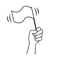Wall Mural - hand holding blank flag line icon. clipart image isolated on white background.