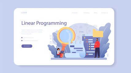 IT education web banner or landing page. Student write software
