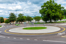 Traffic Roundabout Near Suburban Mall