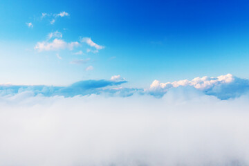 Wall Mural - Beautiful sunrise cloudy sky from aerial view