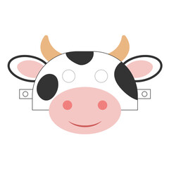 Wall Mural - Cow mask cartoon template icon. Clipart image isolated on white background.