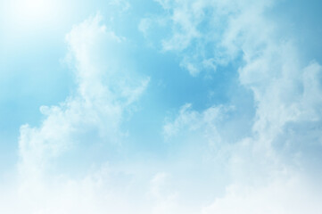  Blue sky with white cloud. The summer heaven is colorful clearing day Good weather and beautiful nature in the morning.