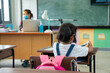 © visoot - Kids wearing mask protect and safety from corona virus in classroom,Back to school after covid-19 quarantine and lockdown.