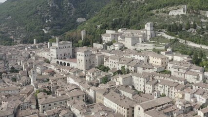 Wall Mural - aerial view of the medieval town of gubbio umbria italy