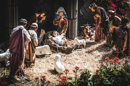 Statue of the nativity of the baby jesus Our Lady and Joseph are by your side. Birth of Jesus. Pure love without conditions. Christians all over the world delight in this nativity scene. on christmas