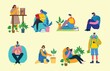 © virinaflora - Vector illustration background in flat design of group people doing different activity