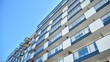 © Grand Warszawski - Architectural details of modern apartment building. Modern european residential apartment building complex.