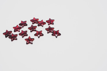 Closeup of red stars isolated on a white background