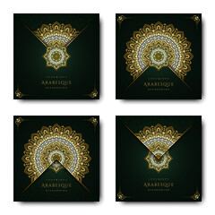 Wall Mural - Luxurious arabesque background with gold mandala style art vector