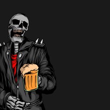 Skull Drinking Beer