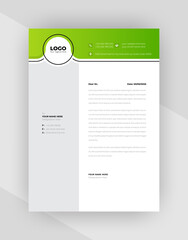 Green color Corporate letterhead template design.