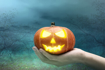 Poster - Hand holding Jack-o-Lantern