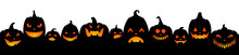 Black Halloween Pumpkin Lantern Silhouette Seamless Pattern Illustration Isolated