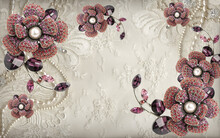 Background With Flowers And Buttons