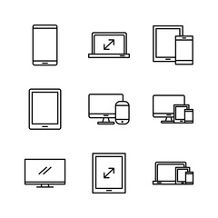 Sticker - bundle of mockup responsive set line style icons