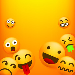 Wall Mural - High Quality Emoticon Character Yellow Background . Isolated Vector Elements