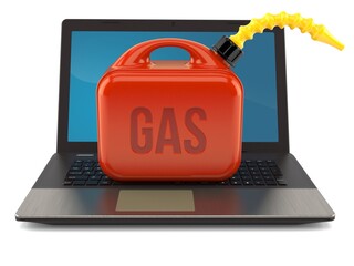 Sticker - Gasoline can with laptop