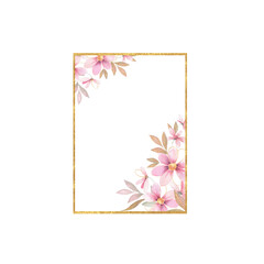 Wall Mural - Design golden geometric print frame. Floral Wedding card decor. Element for design