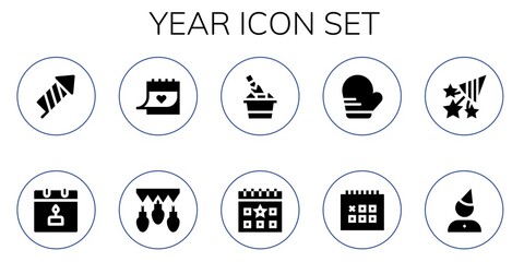 Poster - Modern Simple Set of year Vector filled Icons