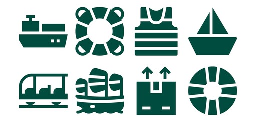 Poster - Modern Simple Set of cruise Vector filled Icons