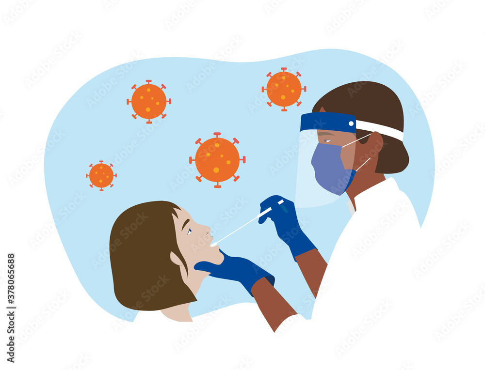 test salivaire du coronavirus - obrazy, fototapety, plakaty 