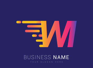 Initial Letter WI speed Logo Design template, logotype company name colored yellow, magenta and blue.for business and company identity.