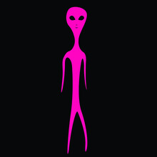 Illustration Of Pink Extraterrestrial Shape Silhouette On Black Background