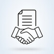 © studiographicmh - Business handshake sign icon or logo line. agreement of parties concept. Business contract and document outline vector illustration.