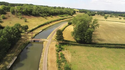 Sticker - Canal du nivernais en Bourgogne, vue aérienne