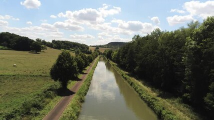 Poster - Canal du nivernais en Bourgogne, vue aérienne