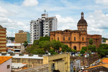 Poster - View on central streets with colorful architecture in Asuncion in Paraguay