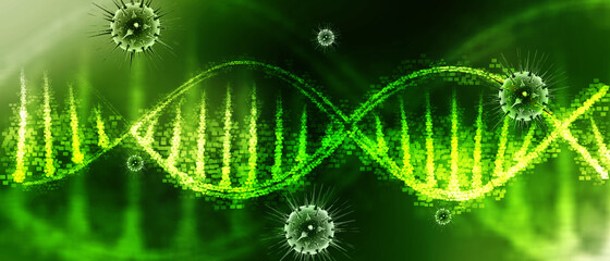 3d render of dna structure, abstract background