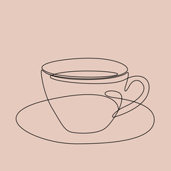 Line art coffee cup illustration. Modern minimal design. Eps10 vector.