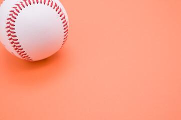 Canvas Print - Baseball ball isolated on coral background