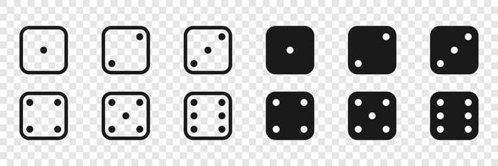Sticker - dice. dice vector icons in a flat and linear design from one to six. game dice, isolated. vector ill