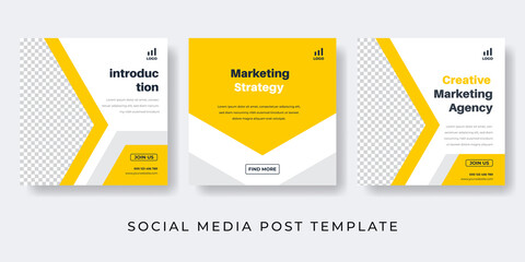yellow social media post template for digital marketing, corporate business, marketing professional,