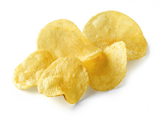 Poster - potato chips on white background