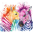 zebra illustration with rainbow  watercolor texture. rainbow background for fashion print, poster for textiles, fashion design	