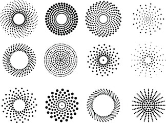 Halftone dots in circle form. round logo . vector dotted frame . design element